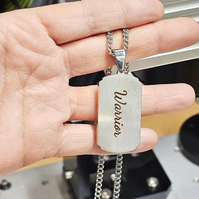 silver dog tags engraving