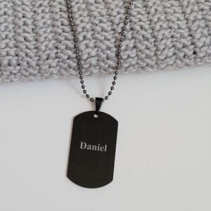 Engraving Black Dog Tag Pendant
