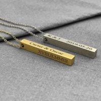 Bar Necklace - Vertical Bar Necklace with Kids Names, Initials, Coordinates, Dates - Gift for Women, Wife, Girlfriend
