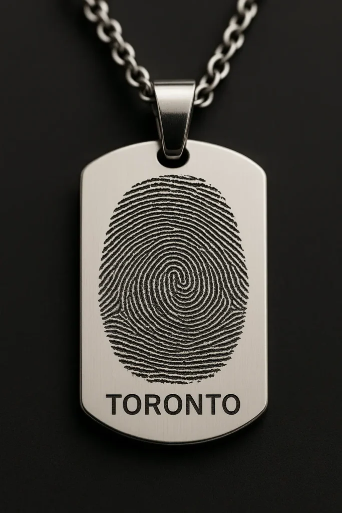 Fingerprint laser engraving on pendant – Toronto