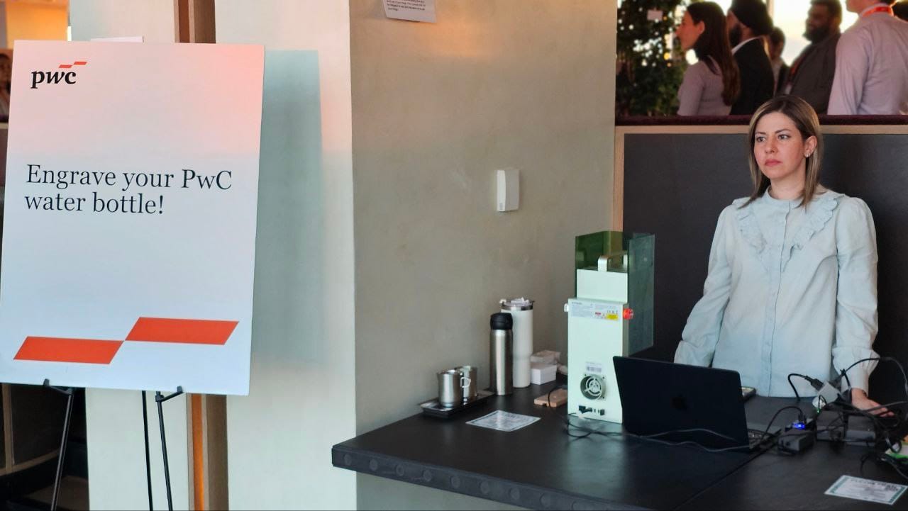 custom engraving for PwC water bottles